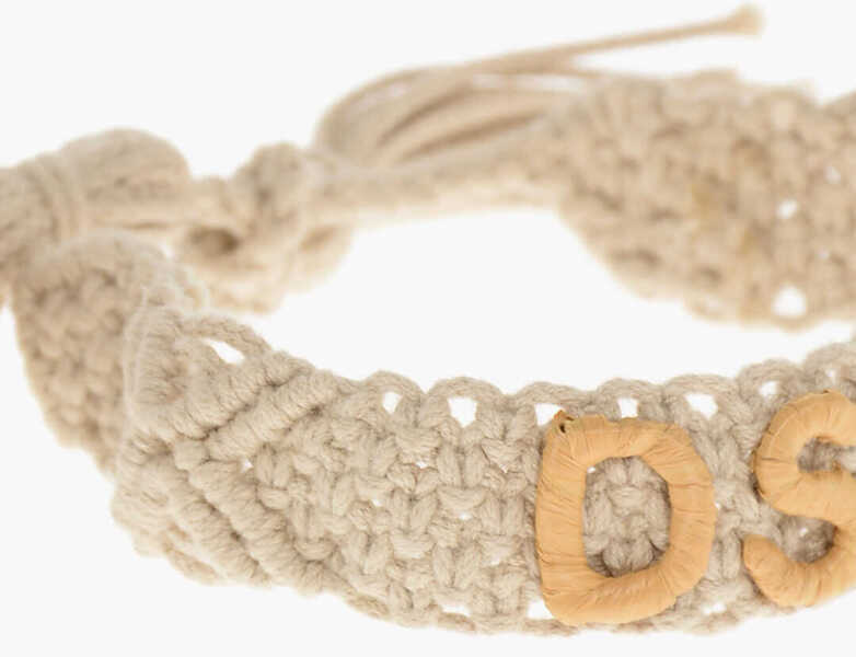 Bratari DSQUARED2 Crochet Bracelet With Tassels And Embossed Monogram Beige Barbati (BM 18497455) 3