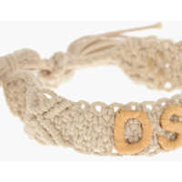 Bratari pentru Barbati - Bratari DSQUARED2 Crochet Bracelet With Tassels And Embossed Monogram Beige Barbati (BM 18497455) - B-mall.ro