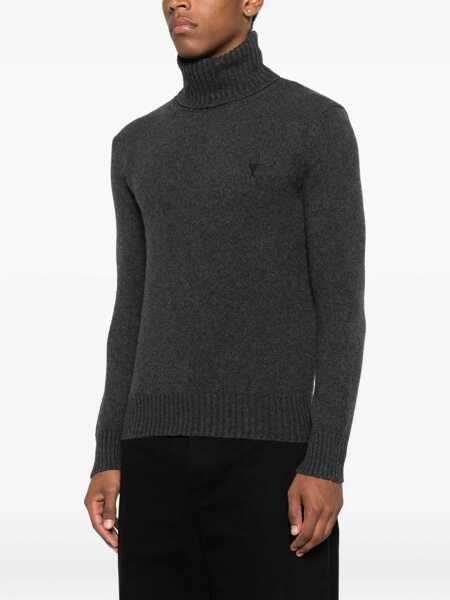Pulovere AMI Paris Ami De Coeur Turtleneck Sweater GREY Barbati (BM 18497599) 3