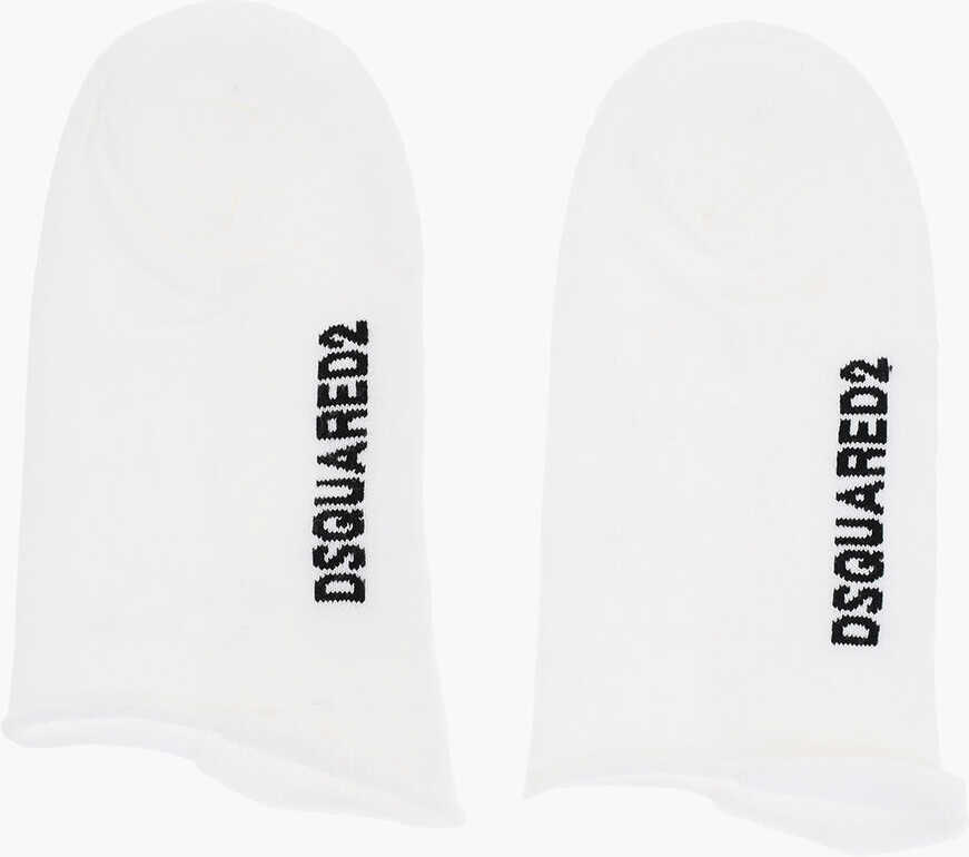 Sosete DSQUARED2 Cotton And Nylon Stretch Socks Withcontrasting Logo Black & White Barbati (BM 18497632) 1