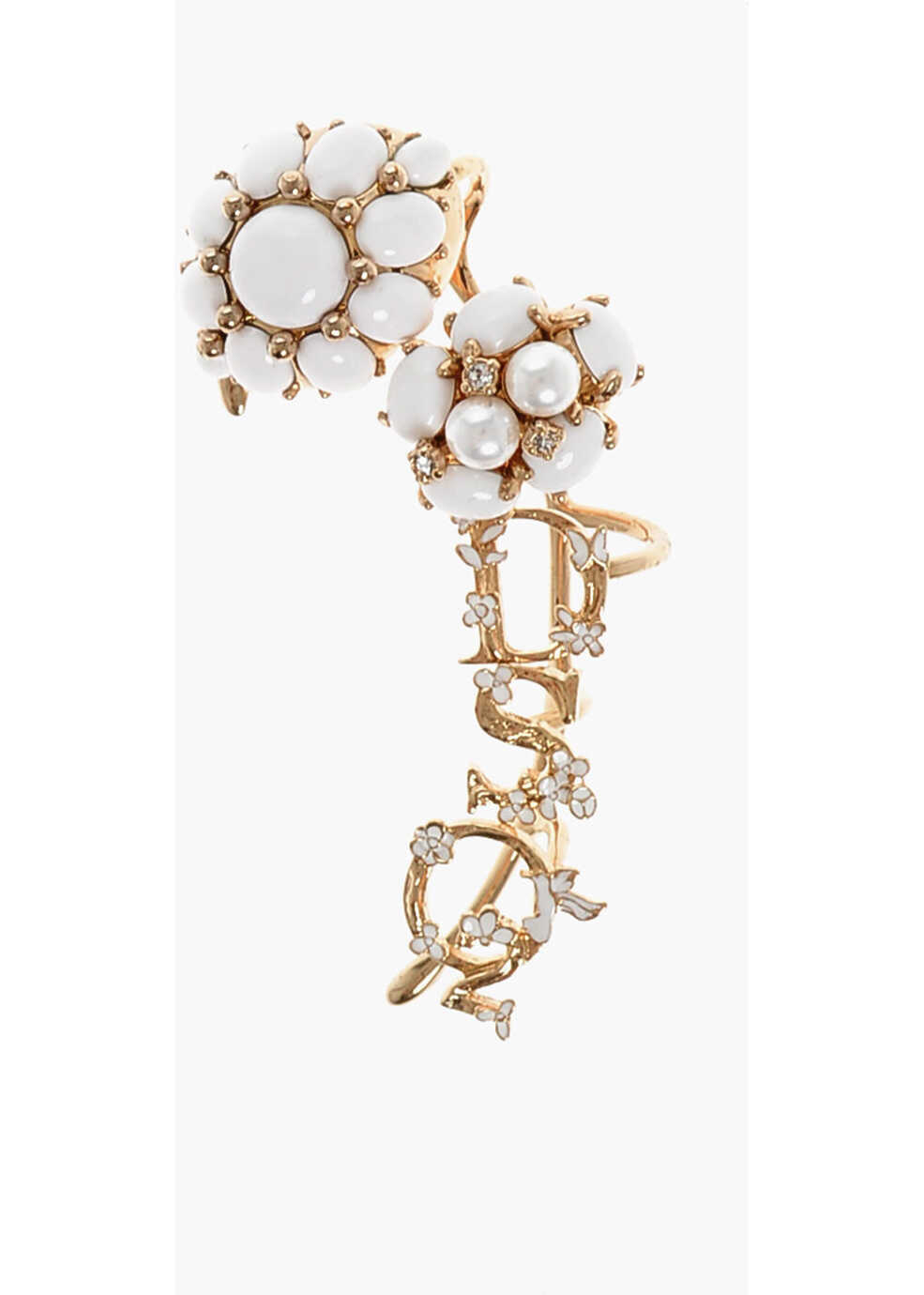 Cercei DSQUARED2 Golden Effect Floral Motif Crawler Single Earrings Black Femei (BM 18497650) 1