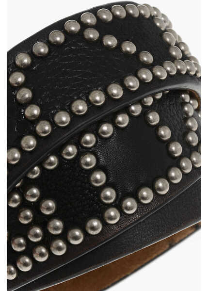 Curele DSQUARED2 Studded Leather Belt With Embossed Details 40Mm Brown Barbati (BM 18497653) 4
