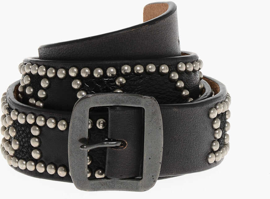 Curele DSQUARED2 Studded Leather Belt With Embossed Details 40Mm Brown Barbati (BM 18497653) 1