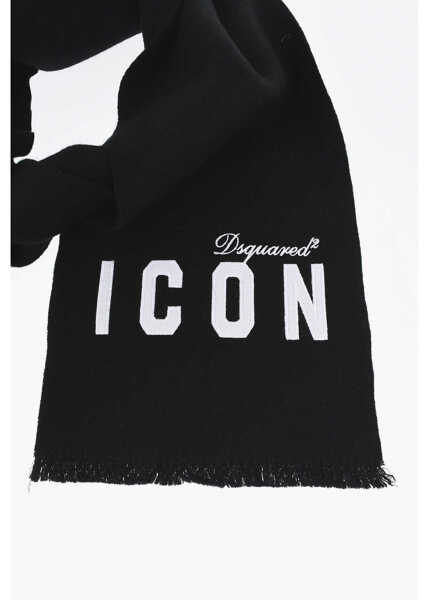 Esarfe DSQUARED2 Virgin Wool Icon Scarf With Contrasting Embroidery Black Femei (BM 18497665) 2