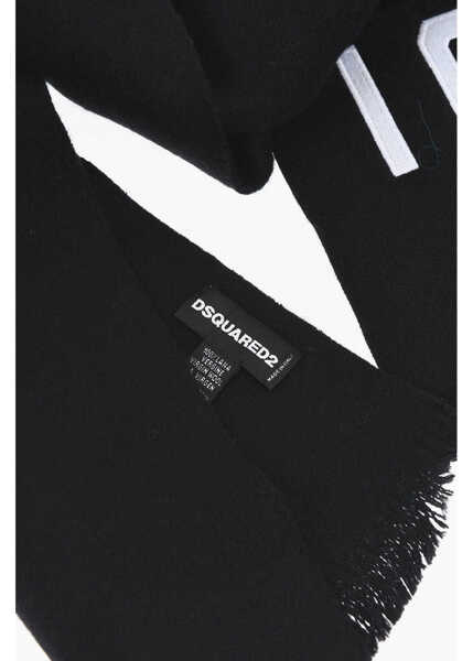 Esarfe DSQUARED2 Virgin Wool Icon Scarf With Contrasting Embroidery Black Femei (BM 18497665) 3