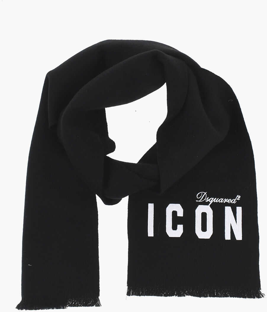 Esarfe DSQUARED2 Virgin Wool Icon Scarf With Contrasting Embroidery Black Femei (BM 18497665) 1