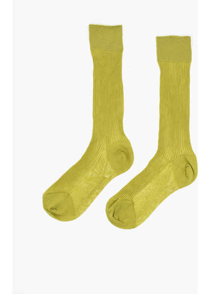 Sosete DSQUARED2 Solid Color Silk Long Socks Yellow Femei (BM 18497683) 3
