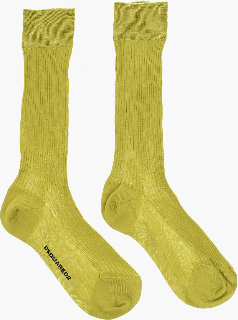 Sosete DSQUARED2 Solid Color Silk Long Socks Yellow Femei (BM 18497683) 1
