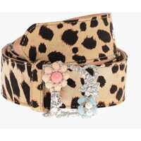 Curele Animal Patterned Fabric Belt With Jeweled Buckle 40Mm Femei