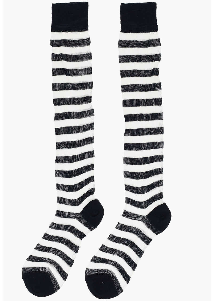 Sosete DSQUARED2 Striped Two-Tone Long Socks White Femei (BM 18497710) 3