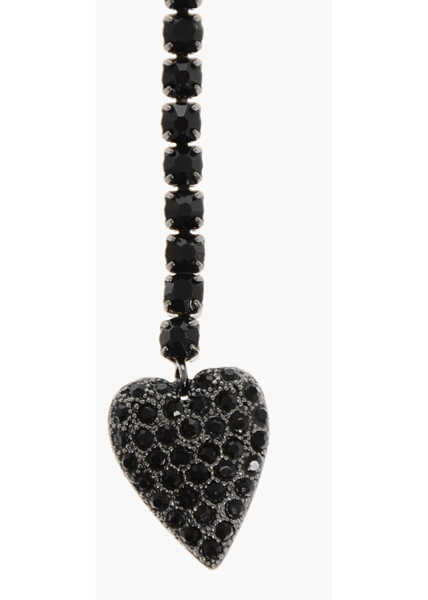 Cercei DSQUARED2 Rhinestone Maxi Single Earring With Heart-Shaped Pendant Black Femei (BM 18497725) 2