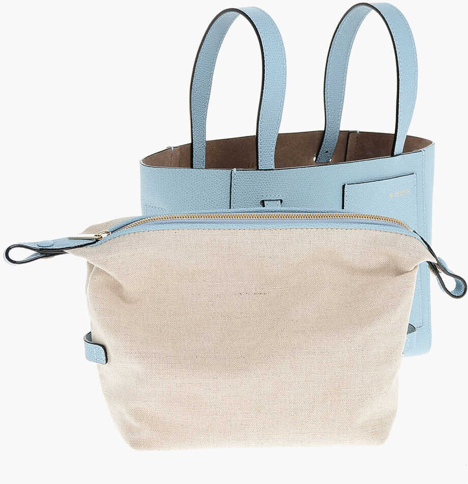 Genti de mana VALEXTRA Textured Leather Soft Micro Hand Bag Light Blue Femei (BM 18497746) 4