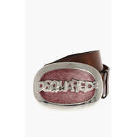 Curele Leather Belt With Glittered Maxi Buckle 40Mm Barbati