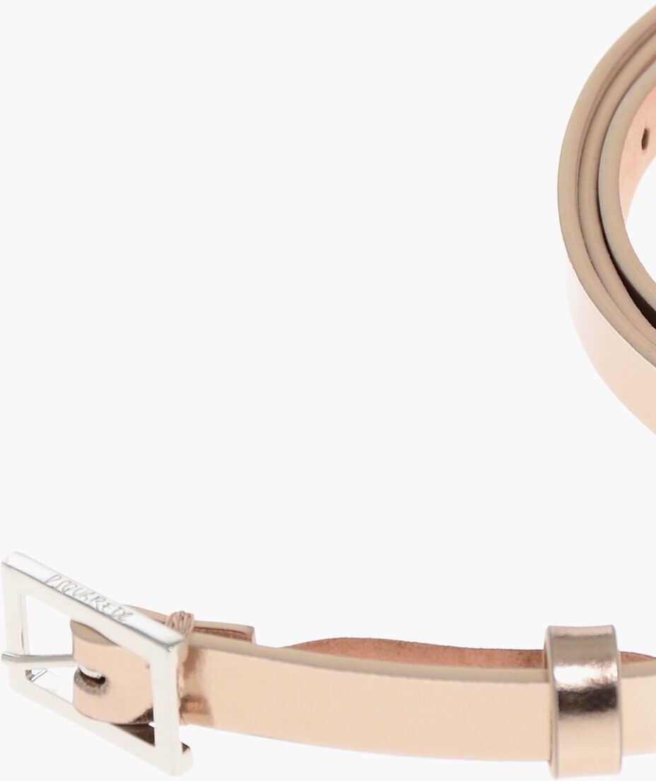 Curele DSQUARED2 Lam Leather Slim Belt 10Mm Pink Femei (BM 18497815) 2