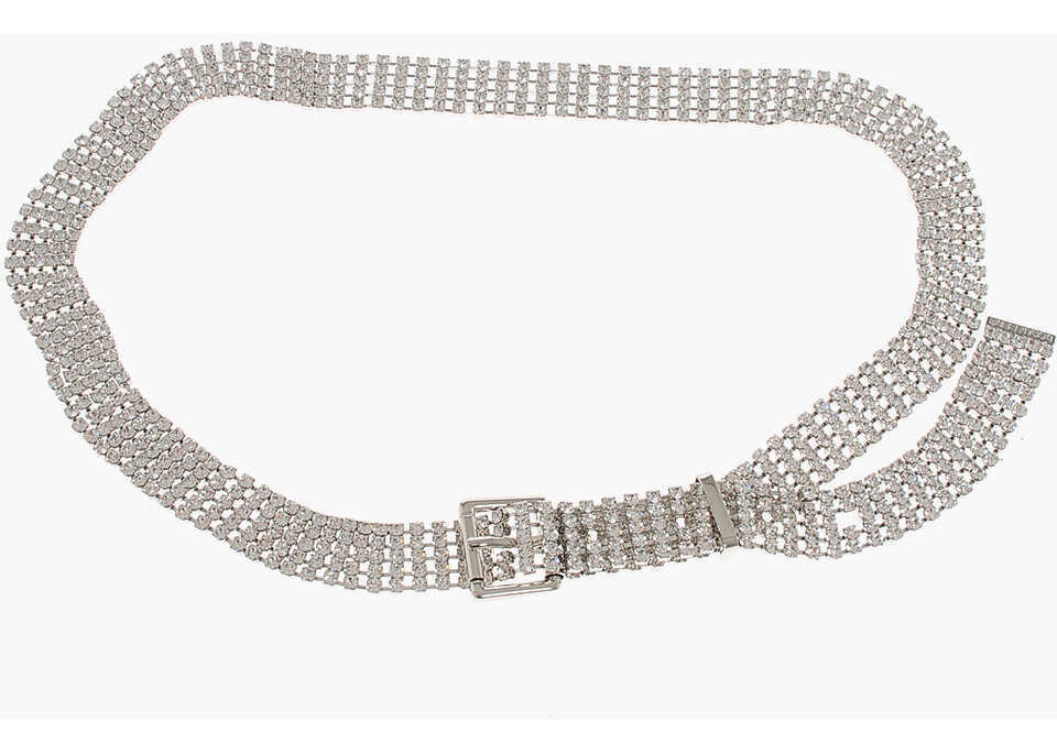 Curele DSQUARED2 Slim Belt Embellished With Jewels 25Mm Silver Femei (BM 18497836) 2