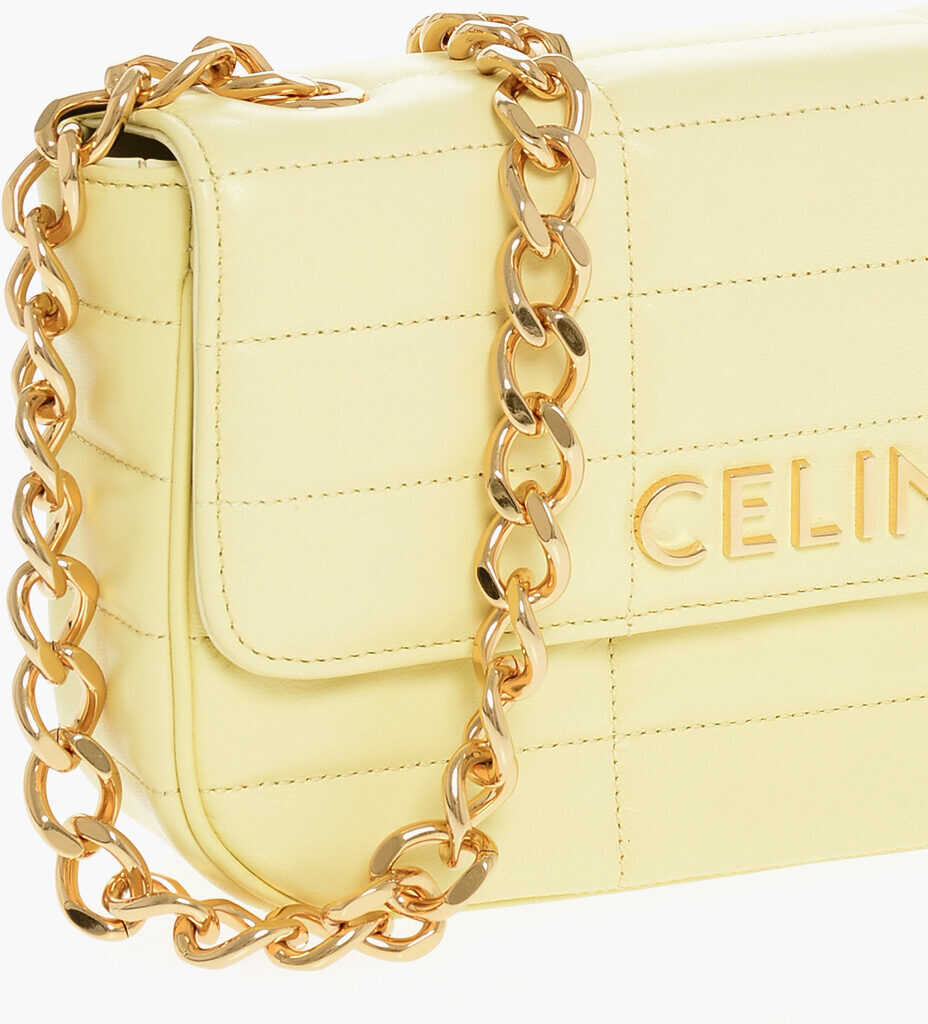 Genti de umar Cline Quilted Leather Shoulder Bag With Golden Chain Strap Yellow Femei (BM 18497869) 3