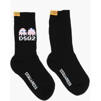 Sosete Cotton And Nylon Pac-Man Long Socks With Ribbed Detail Barbati