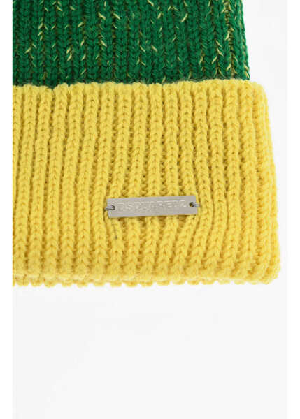 Caciuli DSQUARED2 Wool Blend Beanie With Pompon Yellow Baieti (BM 18497914) 2