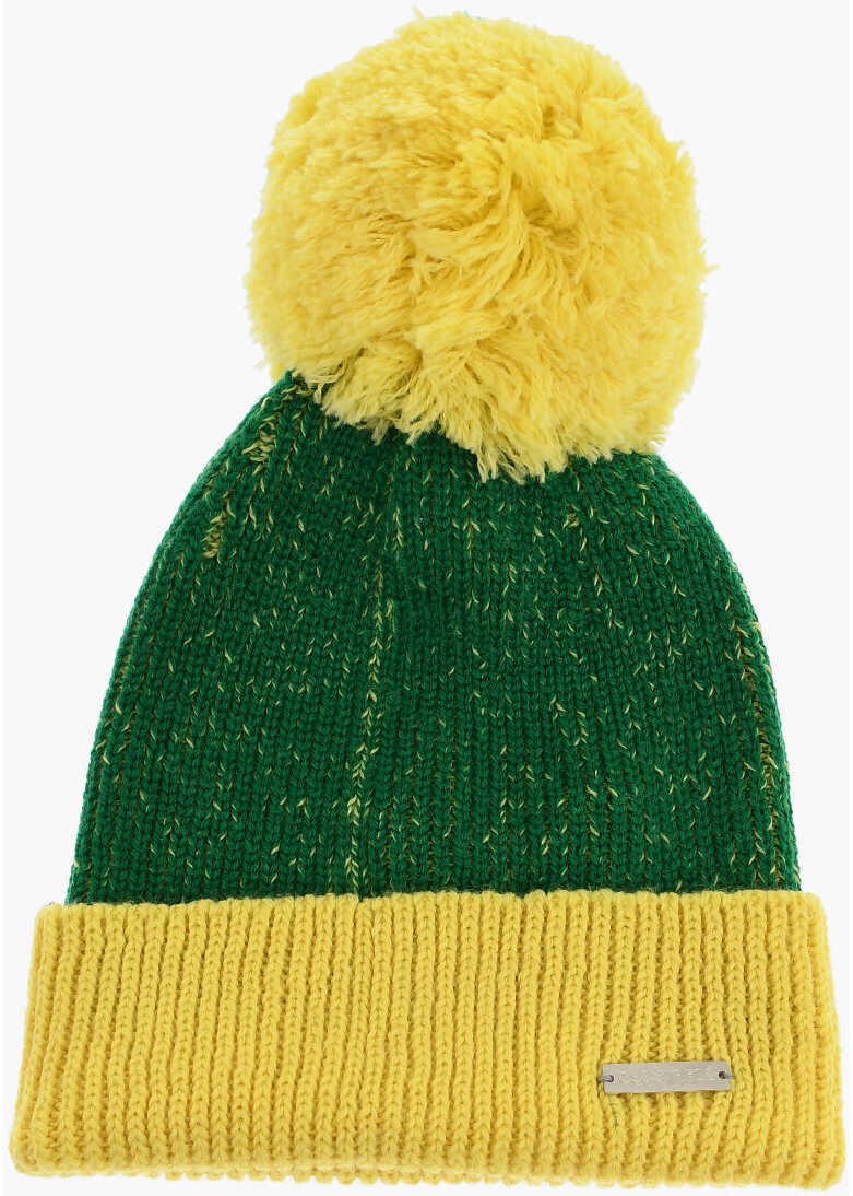 Caciuli DSQUARED2 Wool Blend Beanie With Pompon Yellow Baieti (BM 18497914) 1