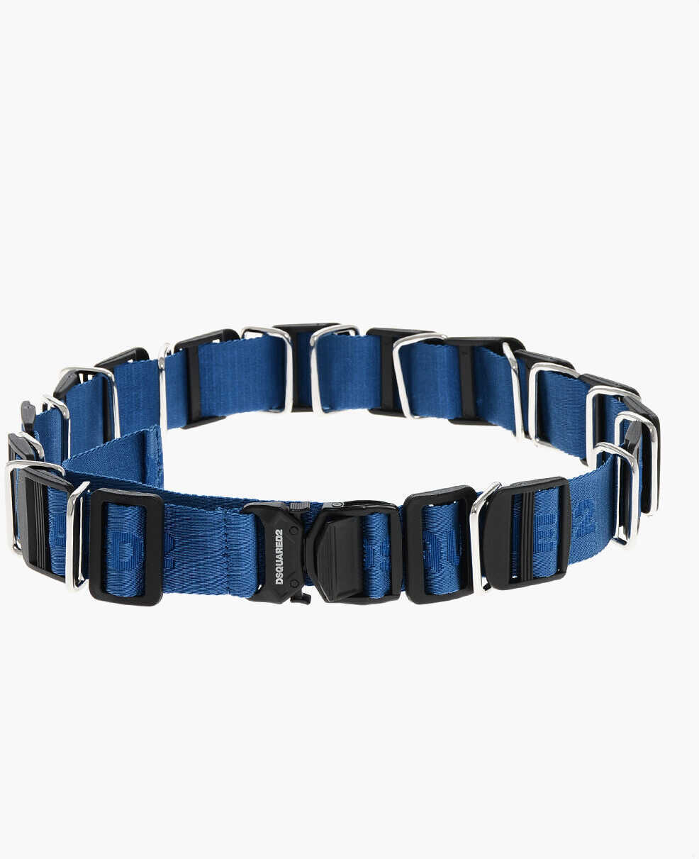 Curele DSQUARED2 Fabric Multibuckle Belt With Safety Fastening 40Mm Blue Barbati (BM 18497920) 2
