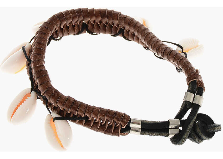 Bratari DSQUARED2 Leather Anklet With Shells Brown Barbati (BM 18497926) 2