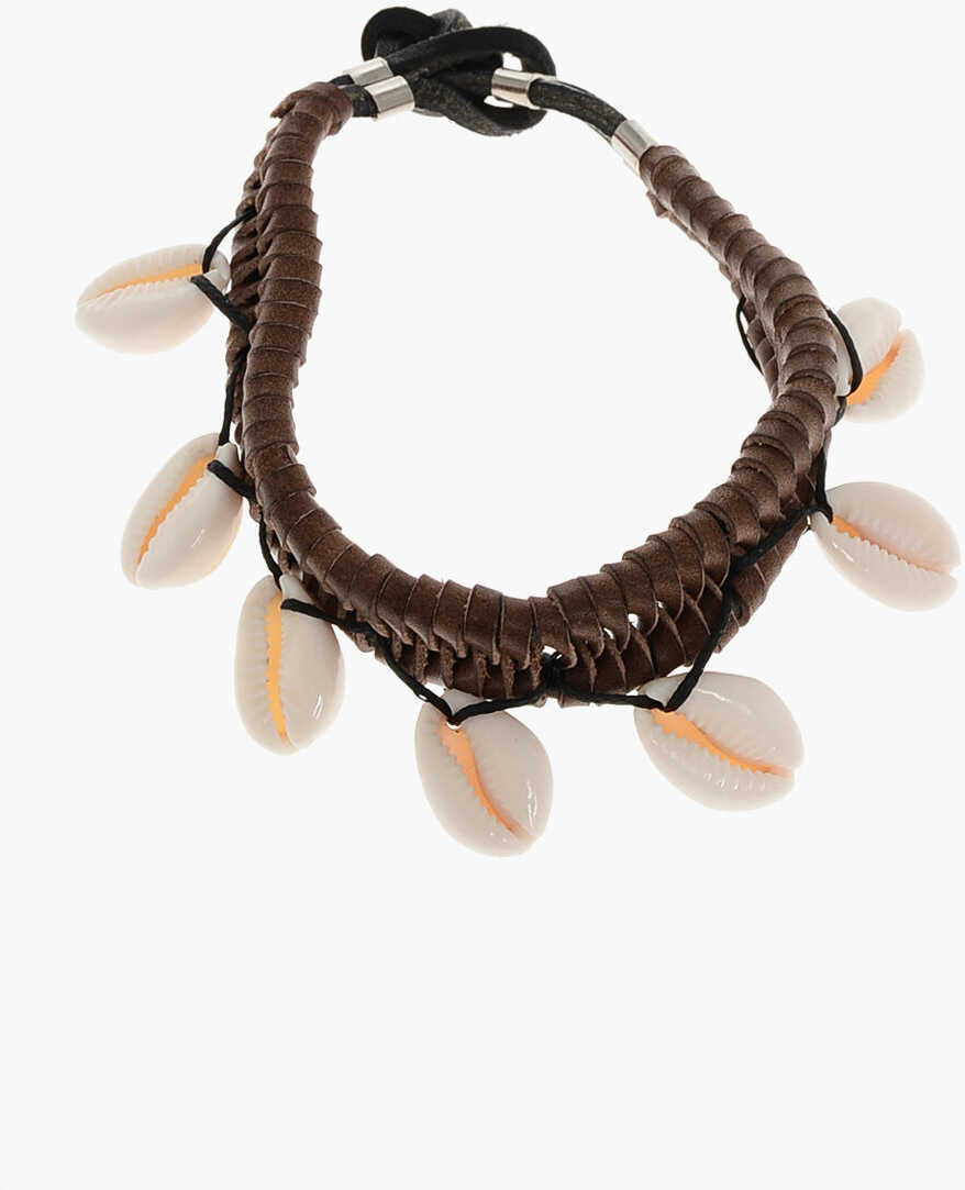 Bratari DSQUARED2 Leather Anklet With Shells Brown Barbati (BM 18497926) 1