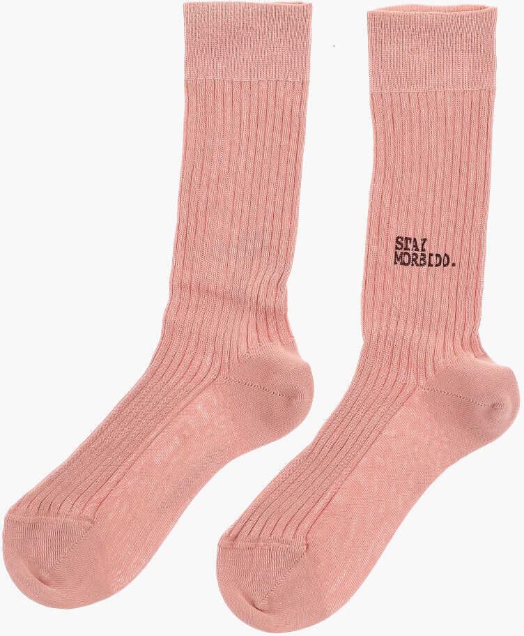 Sosete DSQUARED2 Solid Color Ribbed Long Socks Pink Barbati (BM 18498010) 1