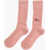 DSQUARED2 Solid Color Ribbed Long Socks Pink
