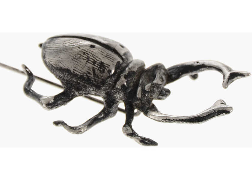 Bijuterii DSQUARED2 Vintage Effect Brass Scarab Shaped Brooch Silver Barbati (BM 18498031) 3