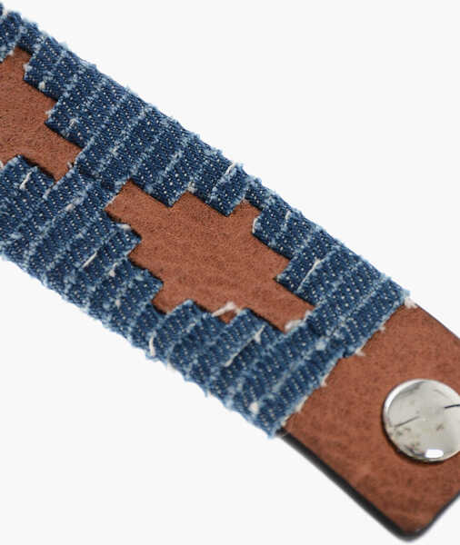 Bratari DSQUARED2 Denim And Leather Bracelet With Button Closure Blue Femei (BM 18498037) 3