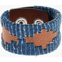 Bratari Denim And Leather Bracelet With Button Closure Femei