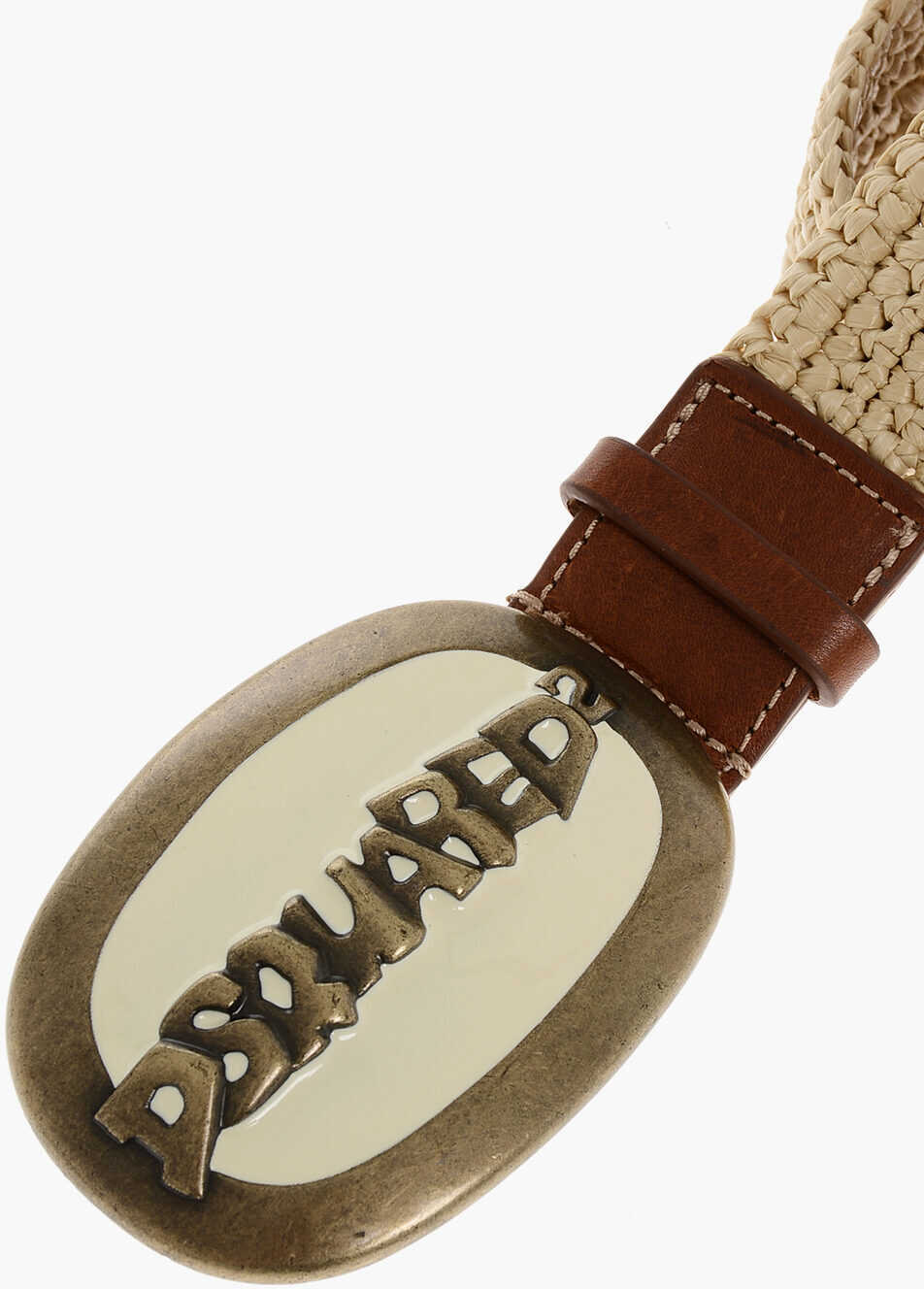 Curele DSQUARED2 Rafia Belt With Enameled Buckle 40Mm Beige Femei (BM 18498061) 2