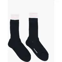 Sosete Solid Color Long Socks With Contrasting Embroidery Barbati
