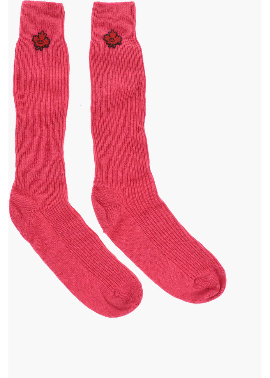 Sosete DSQUARED2 Wool Blend Long Socks With Embossed Embroidery Pink Barbati (BM 18498079) 1