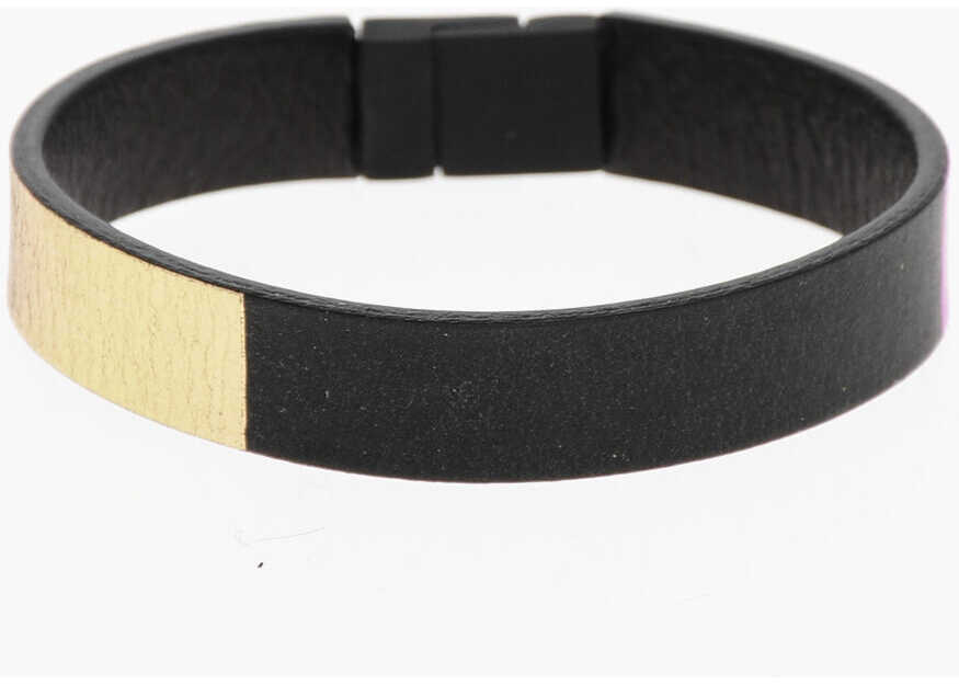 Bratari DSQUARED2 Leather Bracelet With Metallic Details Black Femei (BM 18498193) 2