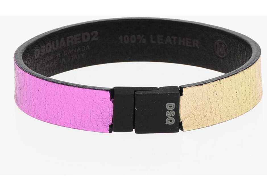 Bratari DSQUARED2 Leather Bracelet With Metallic Details Black Femei (BM 18498193) 1