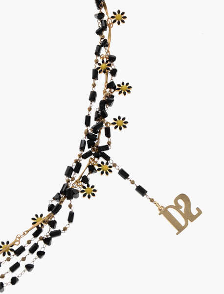 Coliere DSQUARED2 Beaded Touch Of Color Necklace With Floral Details Black Barbati (BM 18498238) 3