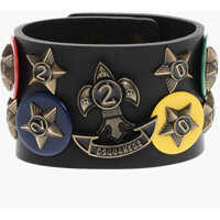 Bratari Oversized Leather Boy Scout Bracelet Embellished With Brooch Femei