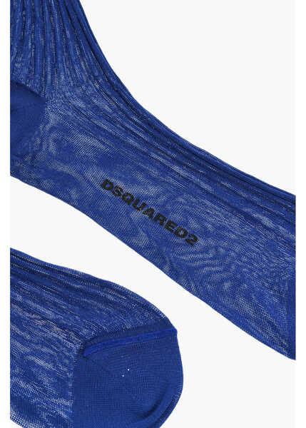 Sosete DSQUARED2 Two-Tone Ribbed Long Socks Blue Femei (BM 18498274) 2