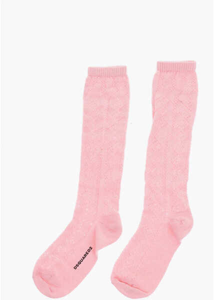 Sosete DSQUARED2 Solid Color Perforated Long Socks Pink Barbati (BM 18498586) 3