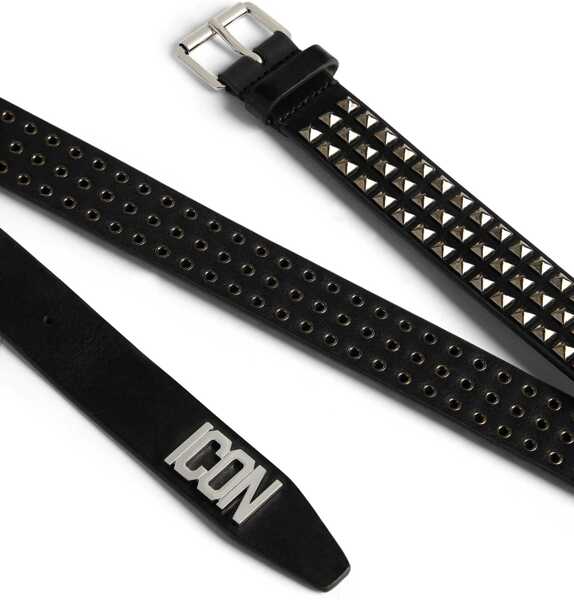 Curele DSQUARED2 Studded Leather Icon Belt 30Mm Black Barbati (BM 18498604) 2