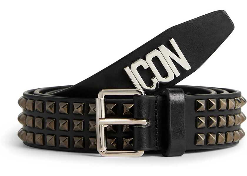 Curele DSQUARED2 Studded Leather Icon Belt 30Mm Black Barbati (BM 18498604) 3