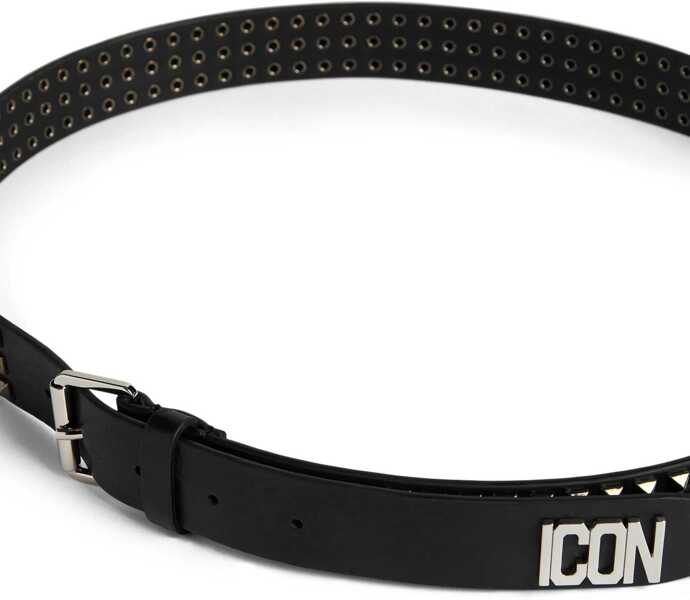 Curele DSQUARED2 Studded Leather Icon Belt 30Mm Black Barbati (BM 18498604) 4
