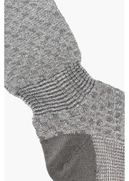Sosete DSQUARED2 Metallic Fabric Perforated Socks Silver Barbati (BM 18498619) 2