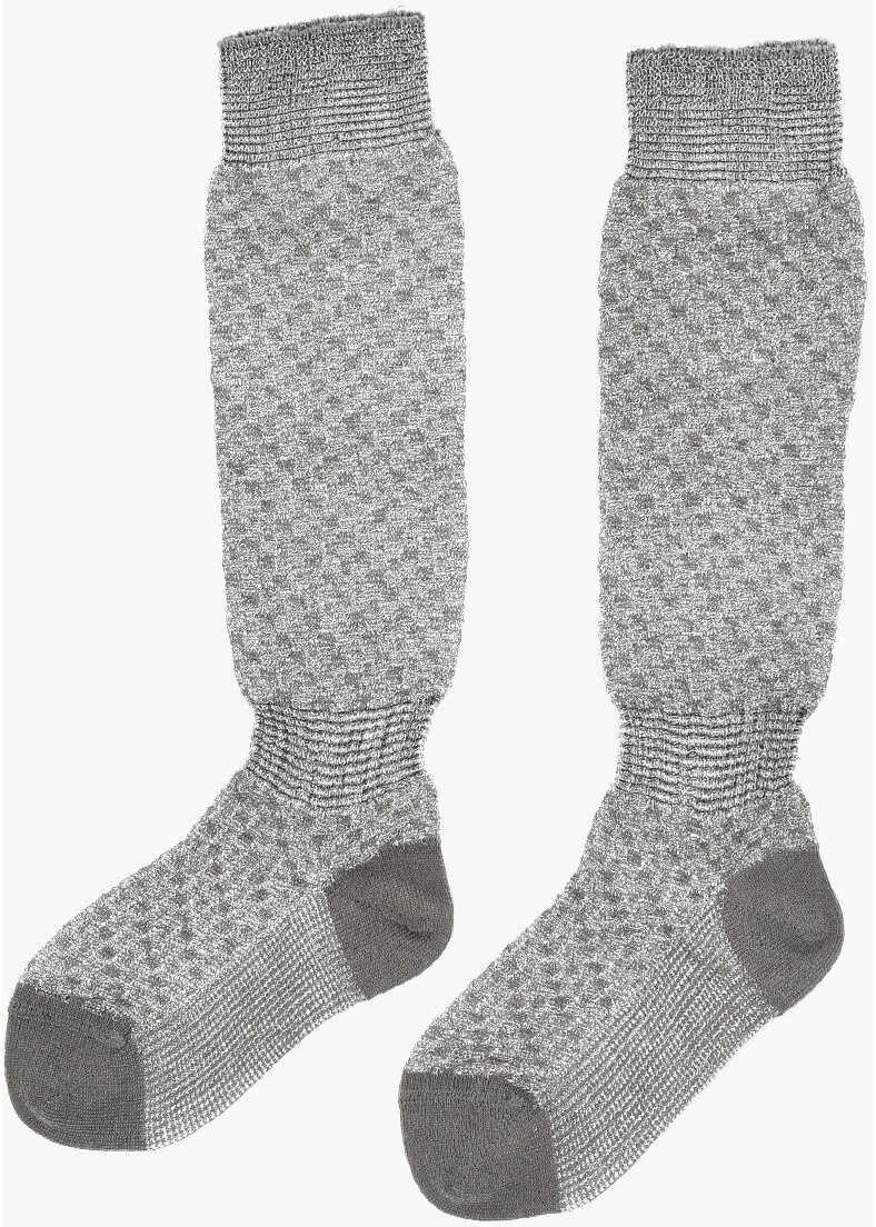 Sosete DSQUARED2 Metallic Fabric Perforated Socks Silver Barbati (BM 18498619) 3