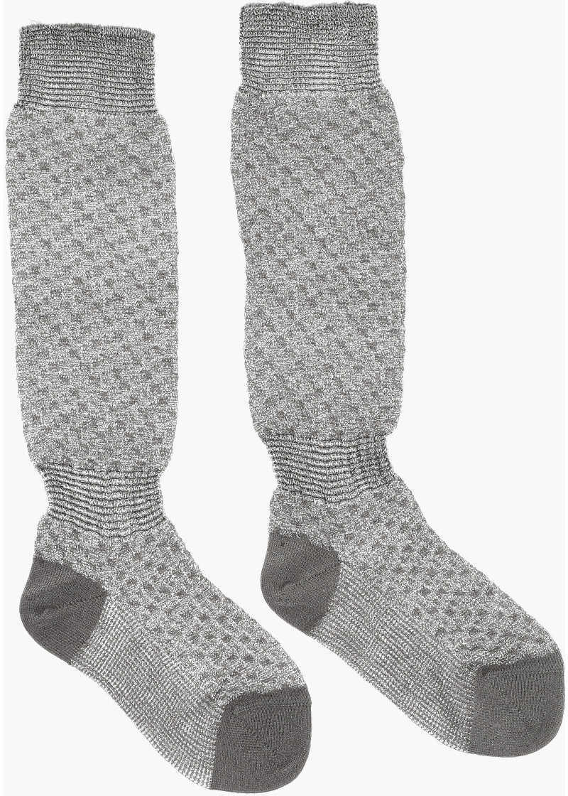 Sosete DSQUARED2 Metallic Fabric Perforated Socks Silver Barbati (BM 18498619) 1