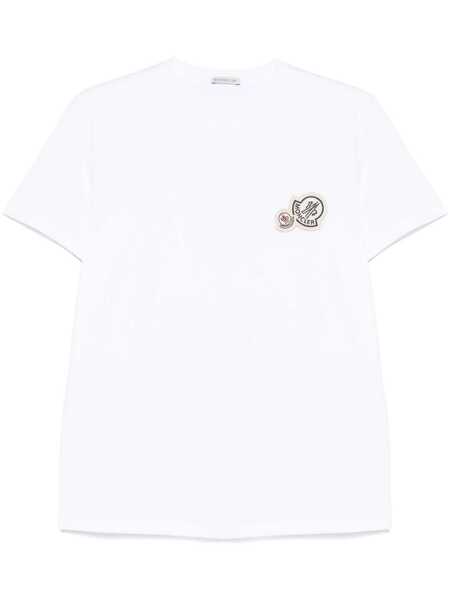 Tricouri Moncler T-Shirt With Double Logo Patches WHITE Barbati (BM 18498852) 1