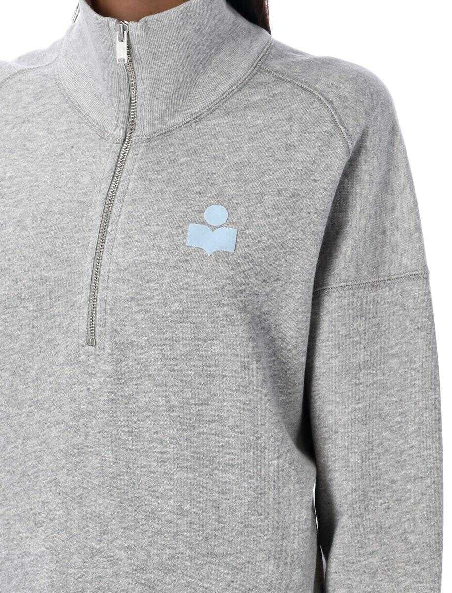 Pulovere Isabel Marant Isabel Marant toile Ross Half Zip Sweatshirt GREY ICE BLUE Femei (BM 18499269) 2