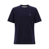 Topuri Brunello Cucinelli Logo Print T-Shirt Barbati