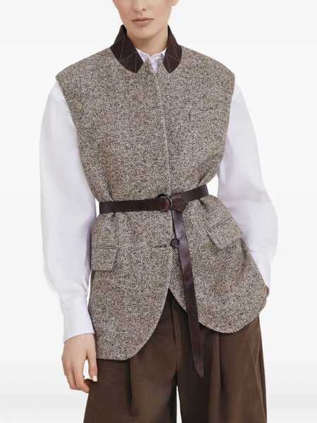 Geci Brunello Cucinelli Brunello Cucinelli Jackets OCHREPANAMABLACK Femei (BM 18502770) 3